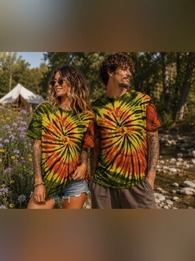 Rhea Handmade Tie Dye Tunic T-Shirt Dress XL 100% Cotton Boho Unisex A25